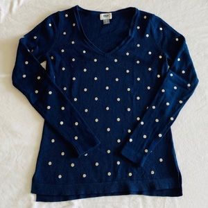 HOST PICK|Navy Blue Polka Dot Long Sleeve Top Shirt